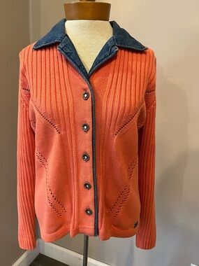 Blue Willi’s Coral Vintage Long Sleeve Button Down Collared Cardigan Women’s M